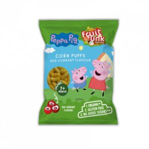 Pufuleti BIO cu Aroma de Coacaze Rosii si Adaos de Vitamina B1, Peppa Pig, 50 g, Fruitfunk