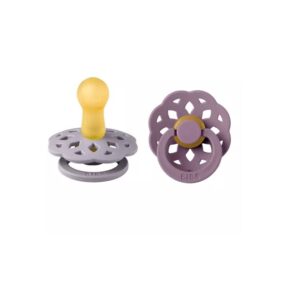 Set 2 Suzete cu Tetina Rotunda Boheme Latex, +6 Luni, Fossil Grey/Mauve, BIBS