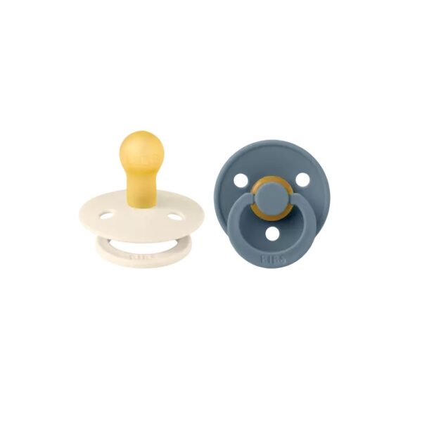 Set 2 Suzete cu Tetina Rotunda Colour Latex, +6 Luni, Ivory/Petrol, BIBS