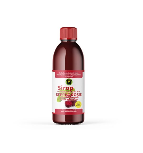 Sirop de Sfeclă Roșie cu Indulcitor Natural Stevia Rebaudiana, 500ml, Hypericum