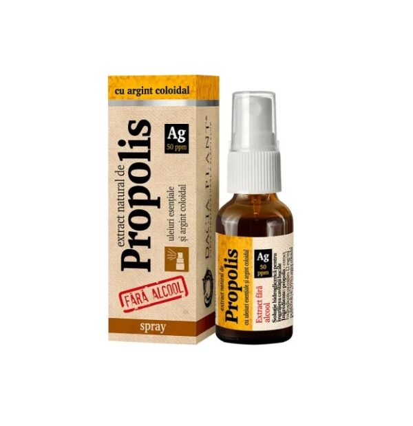 Spray cu Extract Natural de Propolis cu Argint Coloidal, 20 ml, Dacia Plant