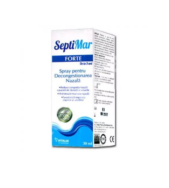Spray Nazal cu Apa de Mare Hipertona, 30 ml, Septimar Forte
