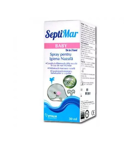Spray Nazal cu Apa de Mare Izotona, 30 ml, Septimar Baby