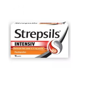 Strepsils Intensiv Fara Zahar cu Aroma de Portocale, 8,75 mg, 16 Pastile, Reckitt Benckiser Healthcare