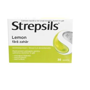 Strepsils Lemon Fara Zahar, 36 Pastile, Reckitt Benckiser