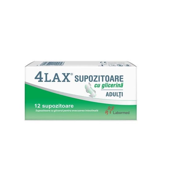 Supozitoare cu Glicerina pentru Adulti 4Lax, 2350mg, 12 Bucati, Solacium Pharma