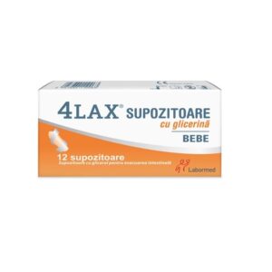 Supozitoare cu Glicerina pentru Bebelusi 4Lax, 750mg, 12 Bucati, Solacium Pharma