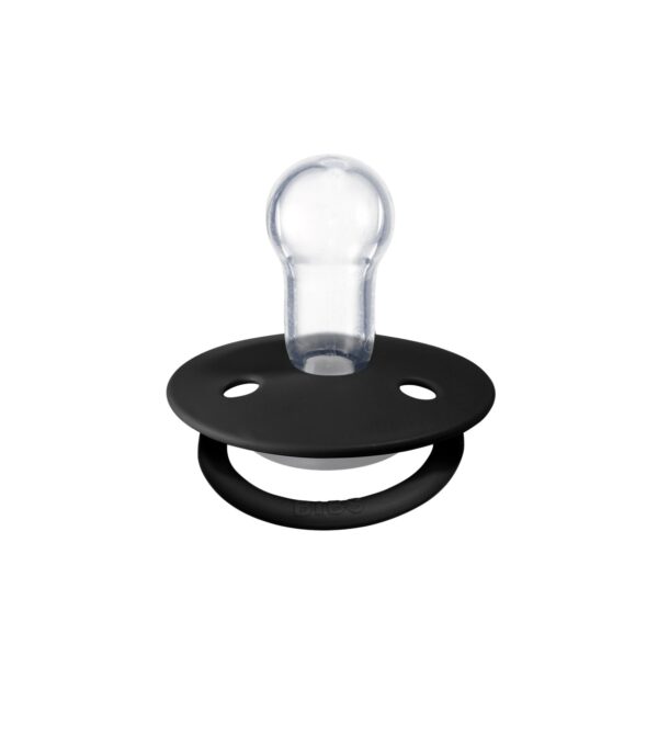 Suzeta De Lux din Silicon cu Tetina Rotunda Marime Universala (0-3 Ani) Black, BIBS