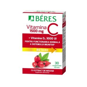 Vitamina C 1500 mg + Vitamina D3 3000 UI Retard, 30 Comprimate Filmate, Beres Pharmaceuticals