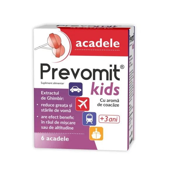 Acadele cu Aroma de Coacaze Prevomit Kids 3 Ani+, 6 Bucati, Zdrovit