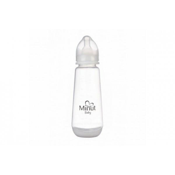 Biberon din Plastic cu Tetina Silicon 3+ Luni, 250 ml, Minut