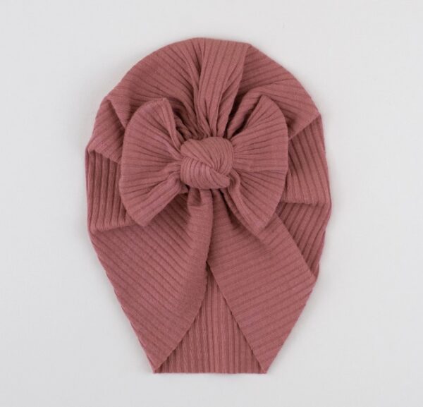 Caciulita Turban Bebelusi din Bumbac cu Fundita, Ribbed Woodchuck, Little Prints