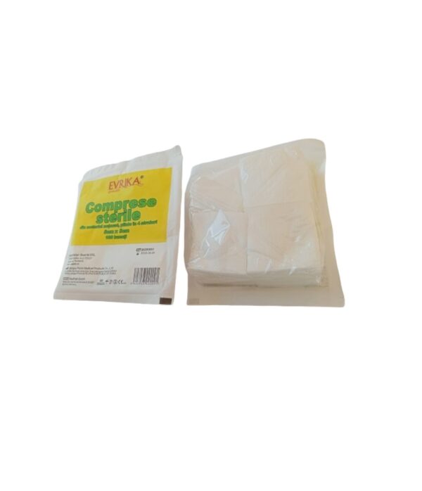 Comprese Sterile Netesut, Pliate, 5cm/5cm, 4 Straturi, 100 Bucati, Evrika
