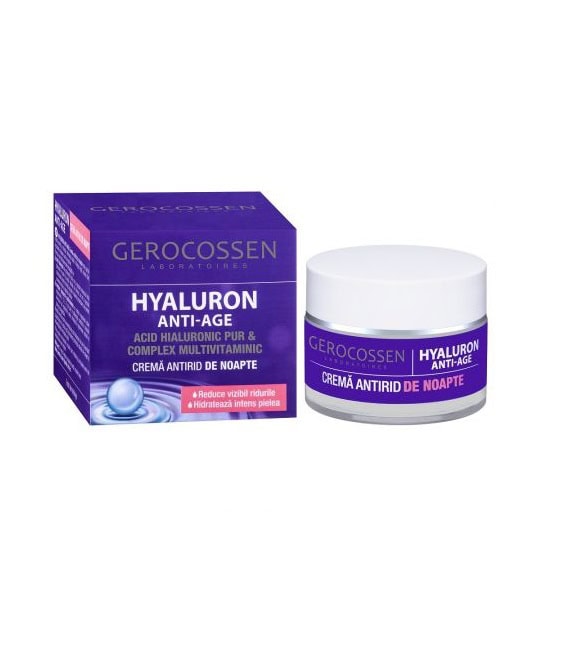Crema Antirid de Noapte Hyaluron cu Acid Hialuronic Pur, 50 ml, Gerocossen