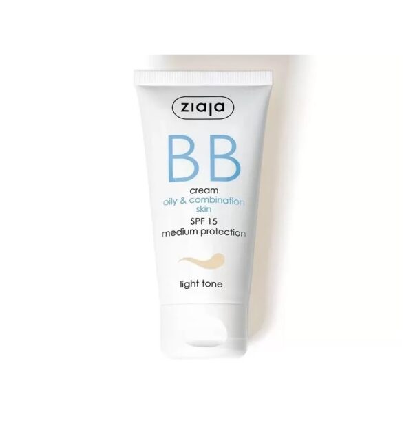 Crema BB cu SPF 15 Nuanta Light pentru Ten Gras si Mixt, 50 ml, Ziaja
