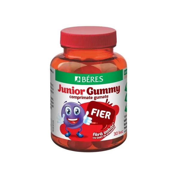 Jeleuri cu Fier si cu Gust de Struguri Fier Junior Gummy, 30 Jeleuri, Beres