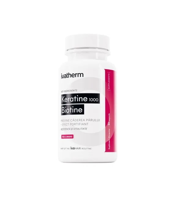 Keratine pentru Stimularea Cresterii Parului Ivahair, 1000 mg, 60 Capsule, Ivatherm