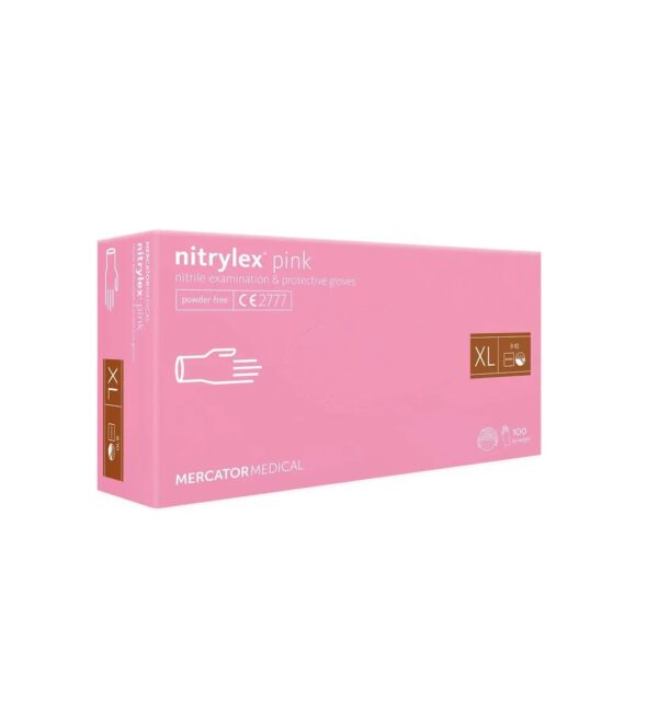 Manusi de Unica Folosinta, 100 Bucati,Nitrylex Pink, XL, Mercator Medical