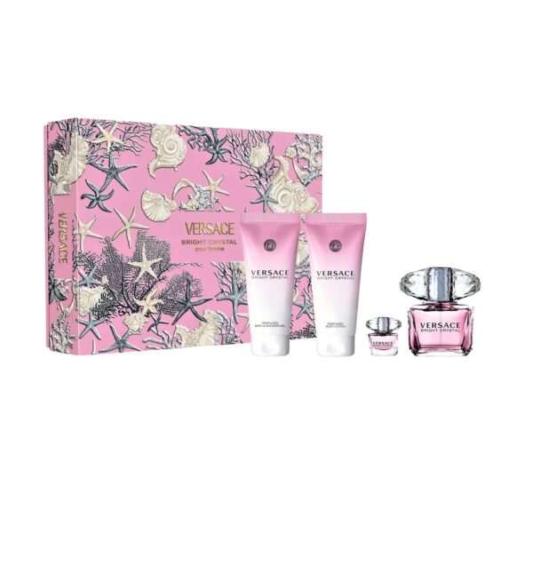 Set Cadou pentru Femei, Bright Crystal EDT 90 ml + Gel De Baie & Gel De Duș 100 ml + Loțiune De Corp 100 ml + Miniatură EDT 5 ml, Versace