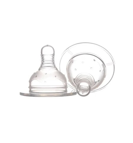 Set Tetine Silicon Gat Larg pentru Lichide Groase 0+ Baby, 2 Bucati, Minut