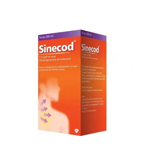 sinecod-sirop-75-mg-5-ml-200-ml-gsk-O39131-farmacia-morpheus Sinecod Sirop, 7,5 mg/5 ml, 200 ml, GSK