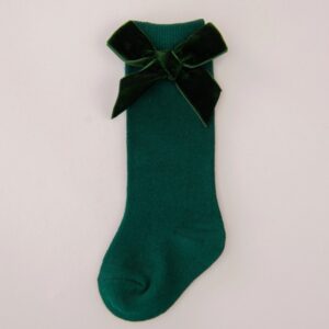 Sosete Bebe Lungi cu Fundita Catifea Vero, Green, Little Prints