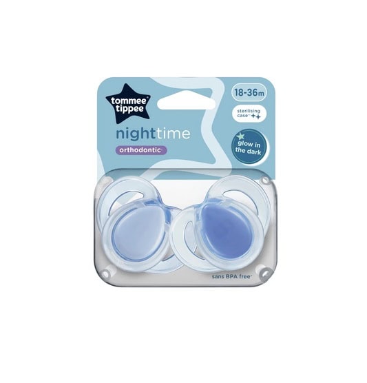 Suzete Ortodentice Night Time, 18-36 Luni, Albastru, 2 Bucati, Tommee Tippee