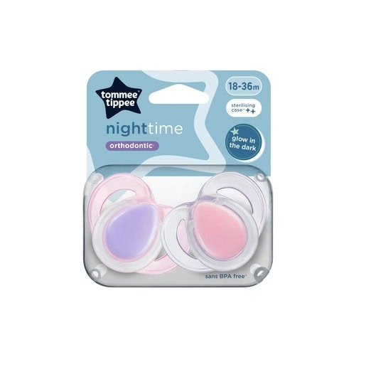 Suzete Ortodentice Night Time, 18-36 Luni, Roz, 2 Bucati, Tommee Tippee