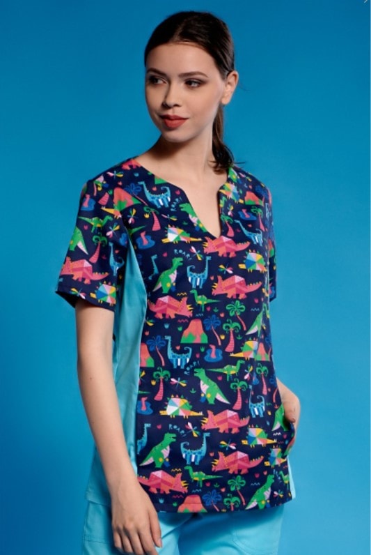 Bluza Chirurgicala cu Imprimeu Dinozauri, Marimea XL, X-Performance B.V.