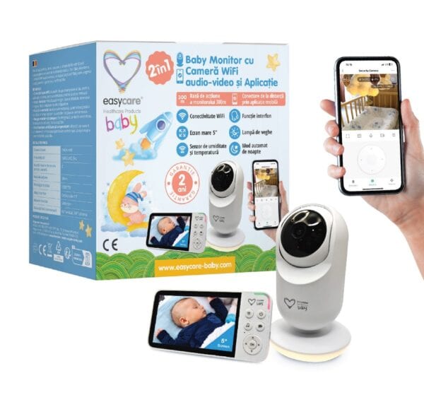 Baby Monitor 2 in 1 Camera WiFi Audio-Video si Aplicatie, Easycare Baby
