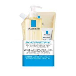 Pachet Promotional Lipikar Ulei de Spalare AP+ 400 ml + Rezerva 400 ml + Baume Light 15 ml, La Roche-Posay