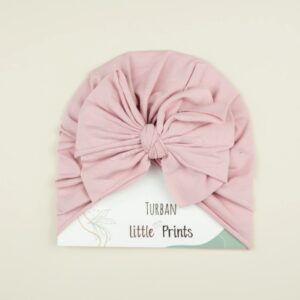 Caciulita Turban Bebelusi din Bumbac cu Fundita, Light Lavanda, 0-6 Luni, Little Prints