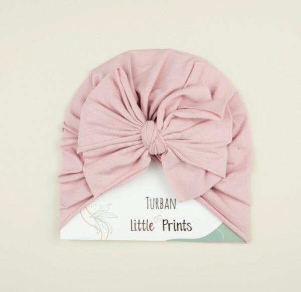 Caciulita Turban Bebelusi din Bumbac cu Fundita, Light Lavanda, 0-6 Luni, Little Prints