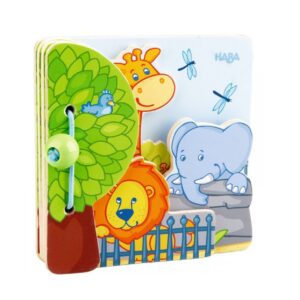 Carte din Lemn pentru Bebelusi, Animale de la Zoo, Haba