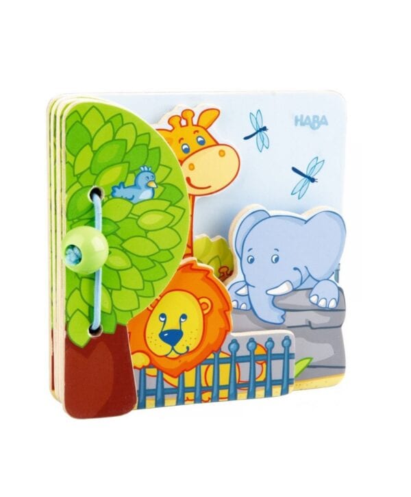 Carte din Lemn pentru Bebelusi, Animale de la Zoo, Haba