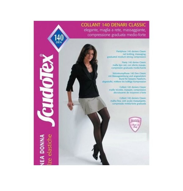 Ciorapi Extra pana la Coapsa pentru Femei, 15-18 mmHg(140DEN), Nr.6, Negri, ScudoTex