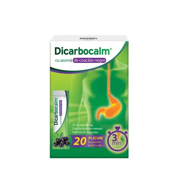 Dicarbocalm cu Aroma de Coacaze Negre, 351,9 mg/400 mg Suspensie Orala, 20 Plicuri, Sanofi
