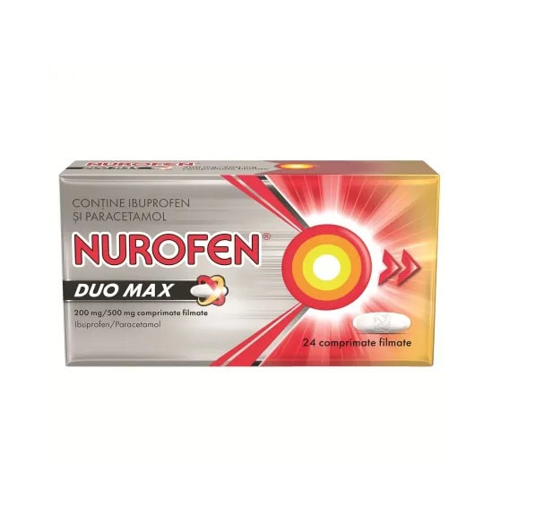 Nurofen Duo Max, 200mg/500mg, 24 Comprimate Filmate, Reckitt Benckiser