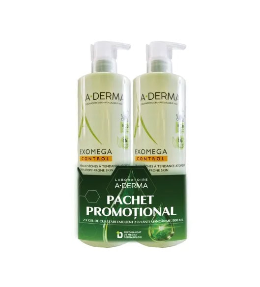pachet-gel-de-dus-emoliant-2-in-1-exomega-control-500500-ml-a-derma-O41754-farmacia-morpheus Pachet Gel de Dus Emoliant 2 in 1 Exomega Control, 500+500 ml, A-Derma