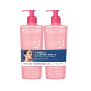 Pachet Gel Spumant Calmant si Hidratant Sensibio 2x500 ml, Bioderma