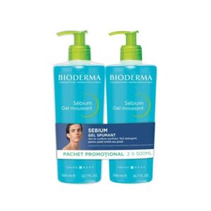 Pachet Gel Spumant Sebium 2x500 ml, Bioderma