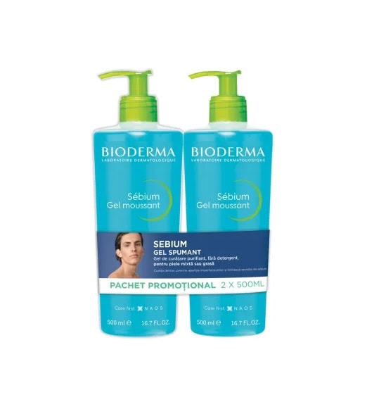 pachet-gel-spumant-sebium-2x500-ml-bioderma-O41903-farmacia-morpheus Pachet Gel Spumant Sebium 2x500 ml, Bioderma
