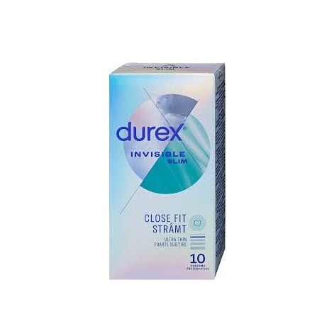 Prezervative Invisible Slim Close Fit, 10 Bucati, Durex