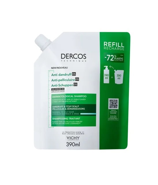 Rezerva Eco Sampon Anti-Matreata pentru Par Normal-Gras Dercos, 390 ml, Vichy