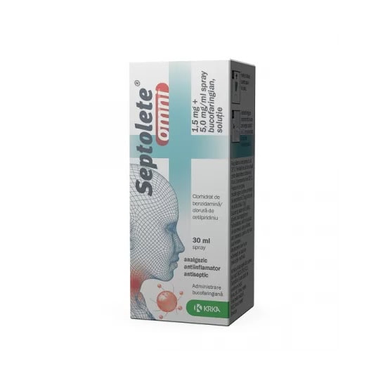 Septolete Omni Spray, 1,5 mg + 5,0 mg/ml, 30 ml, Krka