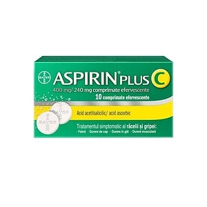 Aspirin Plus C, 400 mg/240 mg, 10 Comprimate Efervescente, Bayer
