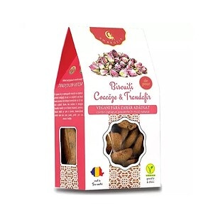 Biscuiți vegani fără zahăr, trandafir și ciocolată, sănătoși și natural, de la Farmacia Morpheus.