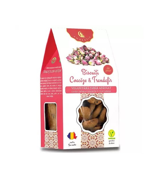 Biscuiți vegani fără zahăr, trandafir și ciocolată, sănătoși și natural, de la Farmacia Morpheus.