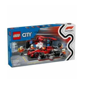 Boxa si Mecanici F1 cu Masina Ferrari City, 322 Piese, Lego City