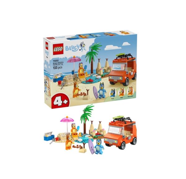 Calatoria Familiei lui Bluey cu Masina la Plaja, 133 Piese, Lego